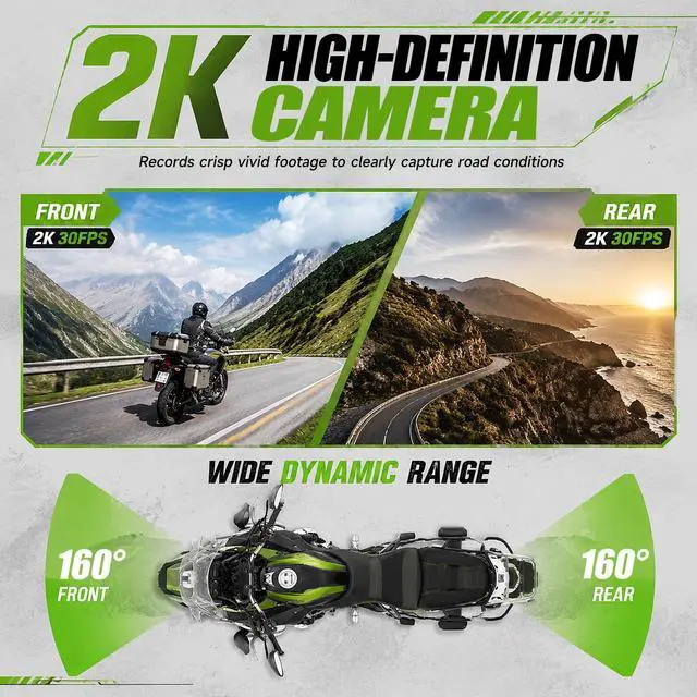 Alt view image 3 of 6 - Motorcycle Dash Cam, Dual 2K Motorcycle Camera with EIS Anti-Shake Dash Cam for Motorcycle with 24H Parking Monitor, Night Vision,Loop Recording, App Control, Max Support 128 GB
