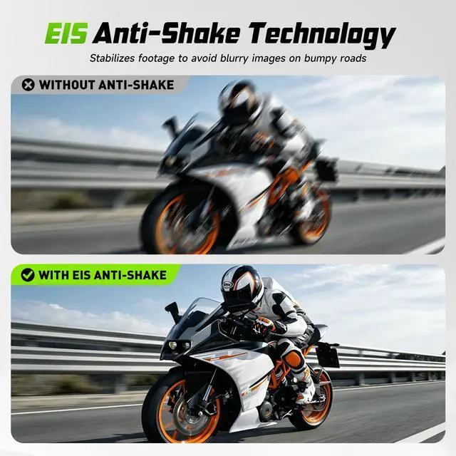 Alt view image 5 of 6 - Motorcycle Dash Cam, Dual 2K Motorcycle Camera with EIS Anti-Shake Dash Cam for Motorcycle with 24H Parking Monitor, Night Vision,Loop Recording, App Control, Max Support 128 GB