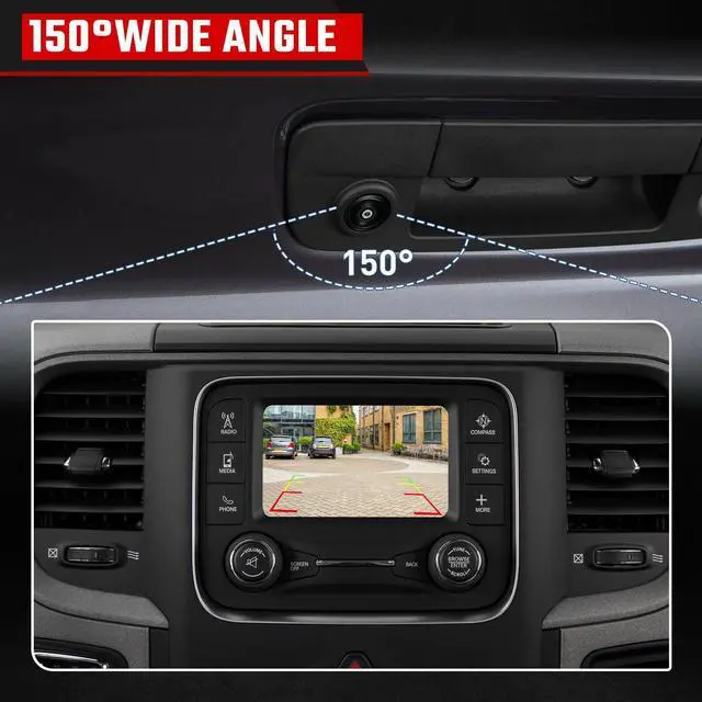 Alt view image 4 of 6 - Tailgate Handle Backup Camera Fit for Dodge RAM 1500 2500 3500 2009-2017 | Fit for Dodge RAM 2500 3500 2010-2017 Tailgate Reversing Rear View Park Assist Camera RCA Plug Replace# 68084284AB