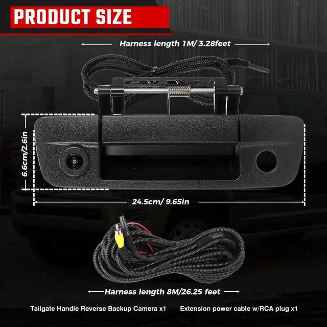 Alt view image 5 of 6 - Tailgate Handle Backup Camera Fit for Dodge RAM 1500 2500 3500 2009-2017 | Fit for Dodge RAM 2500 3500 2010-2017 Tailgate Reversing Rear View Park Assist Camera RCA Plug Replace# 68084284AB