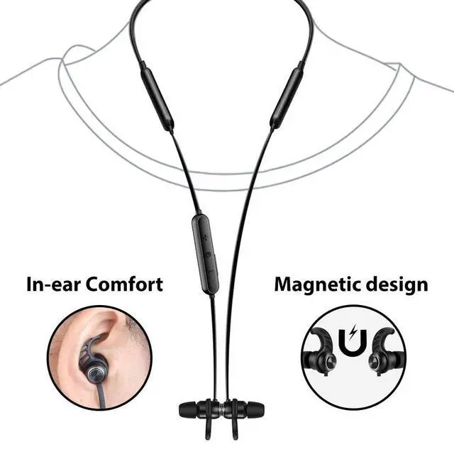 Alt view image 4 of 6 - Bluetooth Neckband Headphones Earbuds for TV PC, No Delay, 20 Hrs Playtime Wireless Earphones with Mic, Magnetic, Light & Comfortable, Compatible with iPhone Cell Phones, Workout Gym - NB16