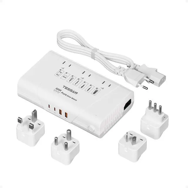 Main image of 600W Pure Sine Wave 220V to 110V Voltage Converter US to Europe | Universal Travel Adapter, 4 USB Ports, PD 35W QC 30W, EU/UK/AU/IT/India Plug Power Converters, Step Down Transformer