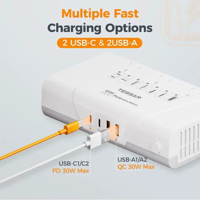 Alt view image 3 of 6 - 600W Pure Sine Wave 220V to 110V Voltage Converter US to Europe | Universal Travel Adapter, 4 USB Ports, PD 35W QC 30W, EU/UK/AU/IT/India Plug Power Converters, Step Down Transformer
