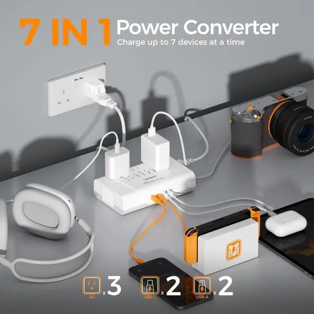 Alt view image 6 of 6 - 600W Pure Sine Wave 220V to 110V Voltage Converter US to Europe | Universal Travel Adapter, 4 USB Ports, PD 35W QC 30W, EU/UK/AU/IT/India Plug Power Converters, Step Down Transformer