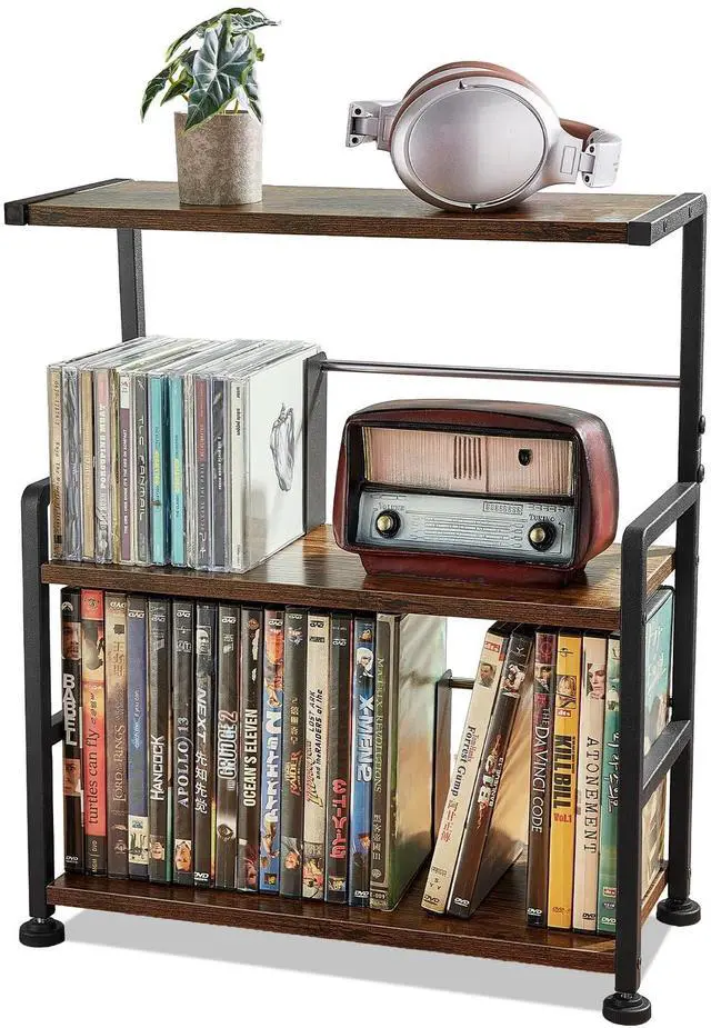 Main image of CD Storage Rack, 3-tier CD Holder for Coutertop | CD Organizer, DVD Storage Shelf, Holds Up to 70 Standard CD, Adjustable CDs Dividers, Media Storage for CD DVDs Games Books