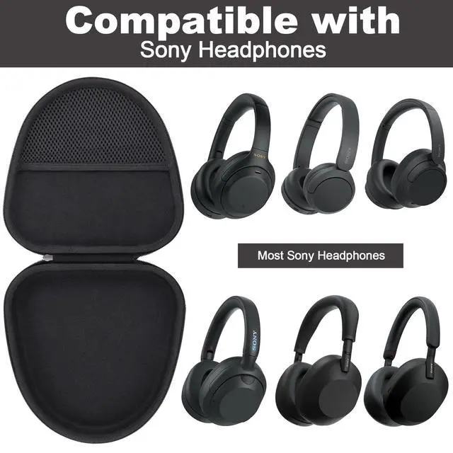 Alt view image 3 of 6 - Hard Case for Sony WH-CH720N/WH-CH710N/WH-CH520/WH-1000XM6 Headphones | Compatible with Sony CH720N/CH710N/CH520/1000XM6/1000XM5/ULT WEAR Noise Canceling Bluetooth Headphones, Black Case