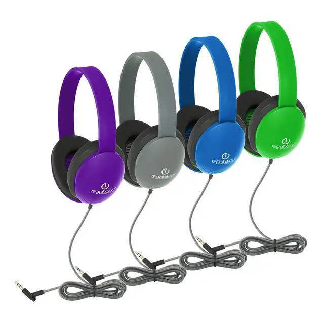 Alt view image 4 of 6 - Heavy-Duty Kids Headphone with Tri-Shield Chew-Resistant Cord, Adjustable Headband, Padded Ear Cushions, and Storage Bag, Pack of 10