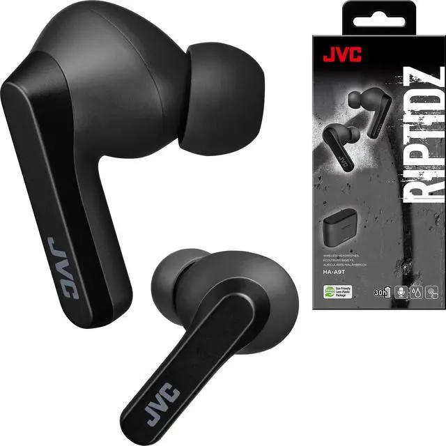 Main image of RIPTIDZ True Wireless Headphones with Touch Sensor Operation, Single Ear use, IPX5, Bluetooth 5.1, Long Battery Life (up to 30 Hours) - HAA9TB (Black), Small