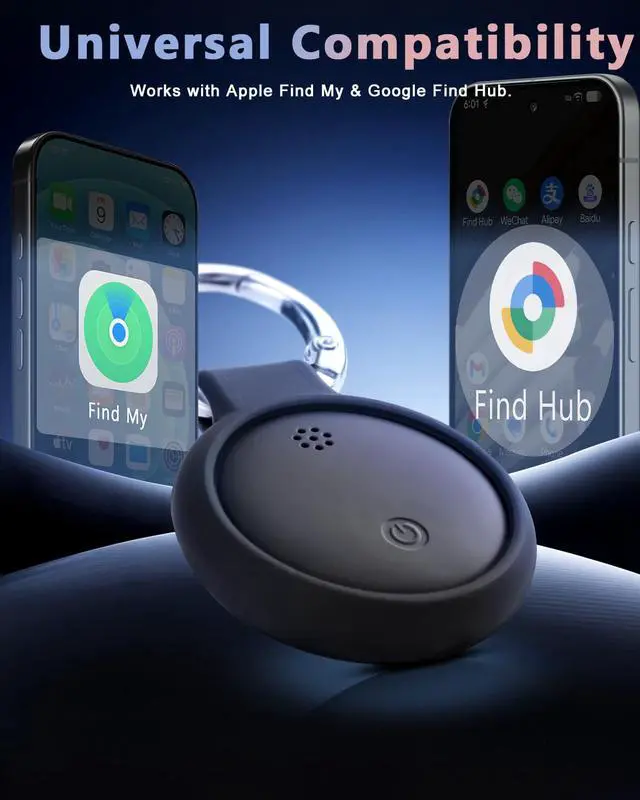 Alt view image 2 of 6 - Dual System Bluetooth Tracker for iOS and Android: Smart Tag 4 Pack - Compatible with Apple Find My (iOS) & Google's Find Hub(Android) for Keys, Luggage, Wallet, Vehicles - Long Range Item Locator