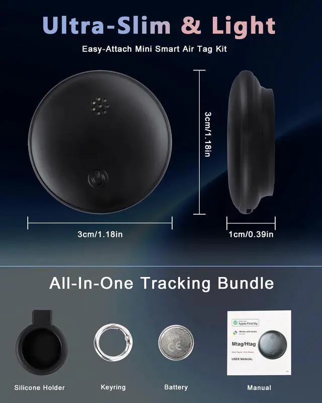 Alt view image 6 of 6 - Dual System Bluetooth Tracker for iOS and Android: Smart Tag 4 Pack - Compatible with Apple Find My (iOS) & Google's Find Hub(Android) for Keys, Luggage, Wallet, Vehicles - Long Range Item Locator