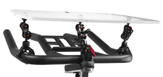 Alt view image 2 of 6 - Universal Acrylic Laptop Tray for Exercise Bikes | Adjustable holder for laptop, books and more; universal bike tray and exercise workstation
