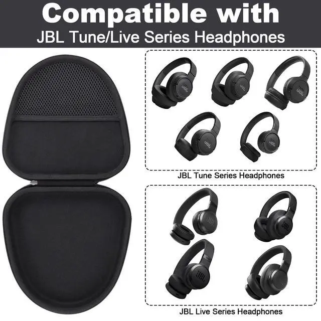 Alt view image 3 of 6 - Hard Case for JBL Tune 510BT/560BT/710BT/720BT/660NC/760NC Headphones | Compatible with JBL Tune/Live series headphones, Protective Storage, Shockproof, Portable Carrying Box, Black Case
