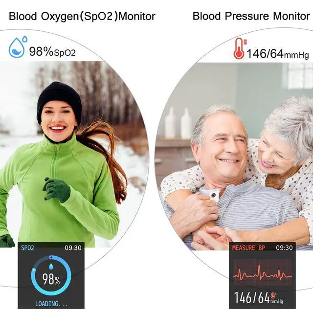 Alt view image 2 of 6 - Smart Watch, Smartwatch with Blood Pressure, Blood Oxygen Monitor, Fitness Tracker with Heart Rate Monitor, Full Touch Fitness Watch for Android & iOS for Men Women (Black)