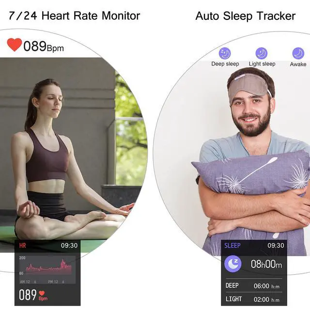 Alt view image 3 of 6 - Smart Watch, Smartwatch with Blood Pressure, Blood Oxygen Monitor, Fitness Tracker with Heart Rate Monitor, Full Touch Fitness Watch for Android & iOS for Men Women (Black)