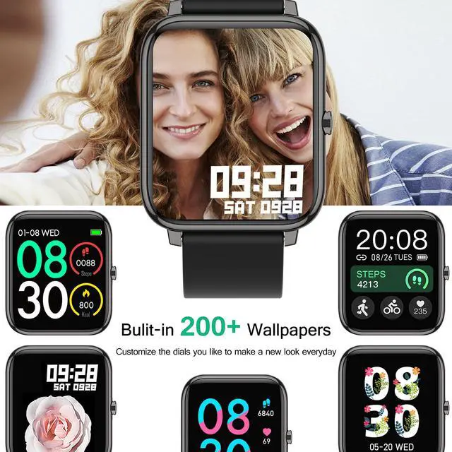 Alt view image 4 of 6 - Smart Watch, Smartwatch with Blood Pressure, Blood Oxygen Monitor, Fitness Tracker with Heart Rate Monitor, Full Touch Fitness Watch for Android & iOS for Men Women (Black)