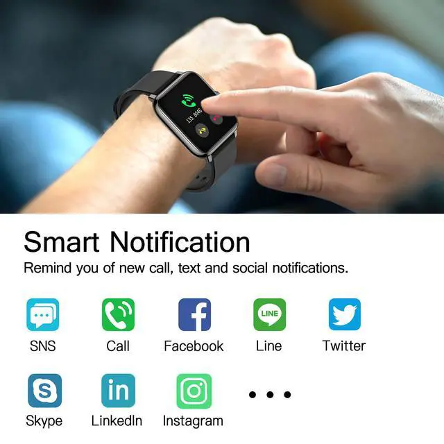 Alt view image 5 of 6 - Smart Watch, Smartwatch with Blood Pressure, Blood Oxygen Monitor, Fitness Tracker with Heart Rate Monitor, Full Touch Fitness Watch for Android & iOS for Men Women (Black)