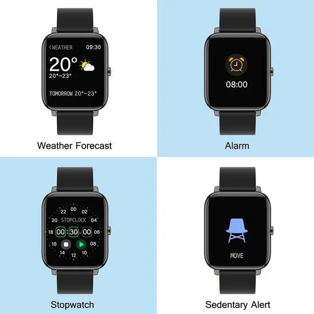 Alt view image 6 of 6 - Smart Watch, Smartwatch with Blood Pressure, Blood Oxygen Monitor, Fitness Tracker with Heart Rate Monitor, Full Touch Fitness Watch for Android & iOS for Men Women (Black)