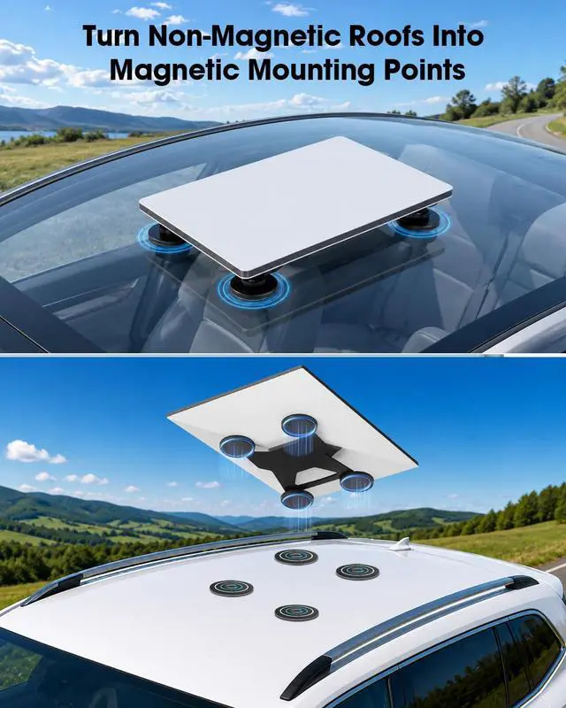 Alt view image 2 of 6 - 5-Pack Adhesive Magnetic Mount Plates for Starlink Mini & Gen 3 Magnetic Mounts, Magnetic Base Pads for Car Truck SUV Aluminum/Glass Cab Roof, Peel-and-Stick Non-Magnetic Roof Mounting Helper