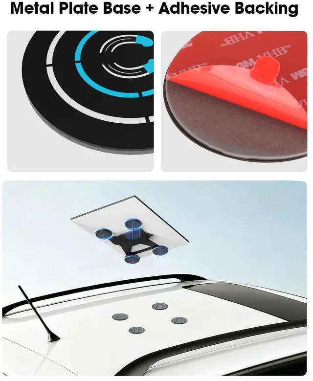 Alt view image 3 of 6 - 5-Pack Adhesive Magnetic Mount Plates for Starlink Mini & Gen 3 Magnetic Mounts, Magnetic Base Pads for Car Truck SUV Aluminum/Glass Cab Roof, Peel-and-Stick Non-Magnetic Roof Mounting Helper