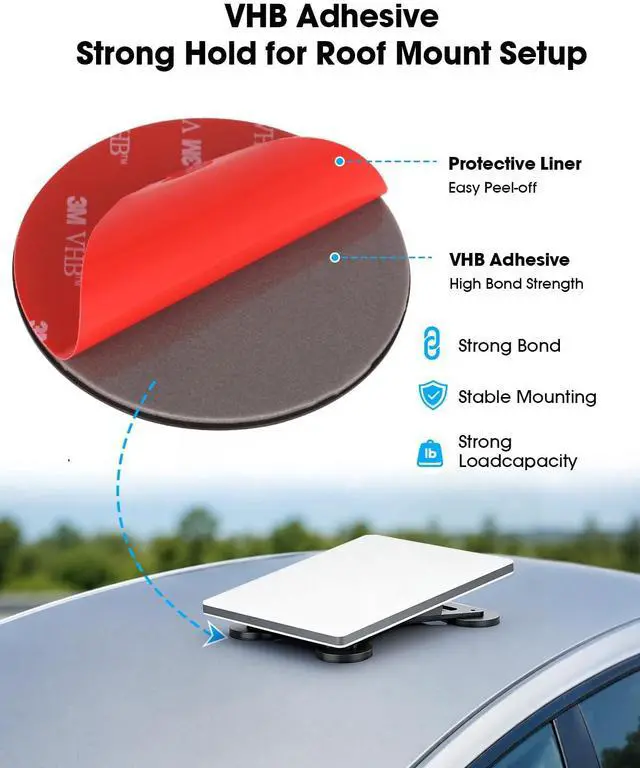 Alt view image 5 of 6 - 5-Pack Adhesive Magnetic Mount Plates for Starlink Mini & Gen 3 Magnetic Mounts, Magnetic Base Pads for Car Truck SUV Aluminum/Glass Cab Roof, Peel-and-Stick Non-Magnetic Roof Mounting Helper
