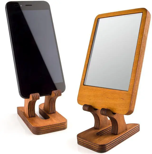 Alt view image 2 of 6 - Rostmary Wooden Cell Phone Holder Tablet Stand for Desktop Ideal for iPhone, iPad, Samsung, Tablet PCs, eReaders, Artwork, Make-up Mirror, Photo Frame Stand Lightweight Docking Station