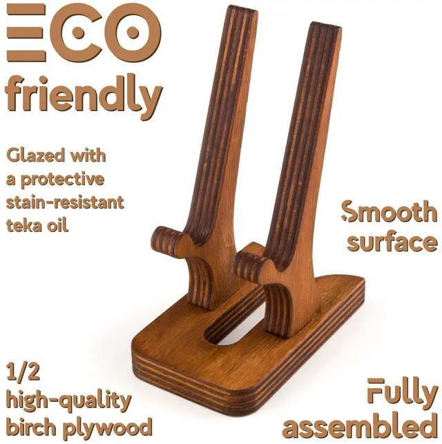 Alt view image 3 of 6 - Rostmary Wooden Cell Phone Holder Tablet Stand for Desktop Ideal for iPhone, iPad, Samsung, Tablet PCs, eReaders, Artwork, Make-up Mirror, Photo Frame Stand Lightweight Docking Station