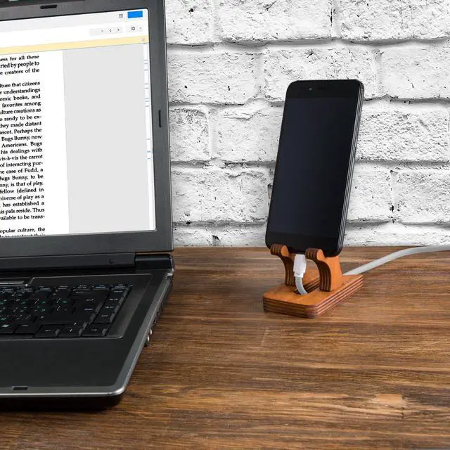 Alt view image 4 of 6 - Rostmary Wooden Cell Phone Holder Tablet Stand for Desktop Ideal for iPhone, iPad, Samsung, Tablet PCs, eReaders, Artwork, Make-up Mirror, Photo Frame Stand Lightweight Docking Station