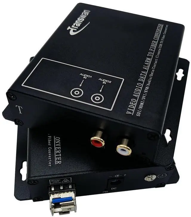Main image of 2 Ch RCA Audio Over Optic Fiber Extender with 1 x LC SFP Module, 20 Km Over SMF or 2km Over MMF, Supports 24 & 16-Bit Digitally Encoded Analog Audio