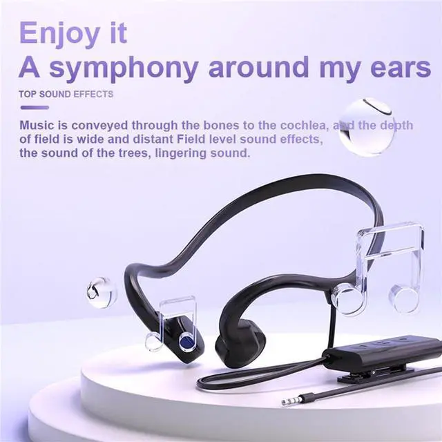 Alt view image 6 of 6 - Wired Bone Conduction Bluetooth Headphones with 3.5Mm/Typec Wires,Open-Ear Bluetooth 5.3 Headphones with Microphone, IPX4 Waterproof Earphones for Cycling Workout Hiking