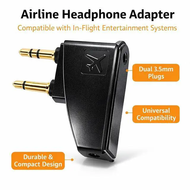 Alt view image 2 of 6 - 2PCS Airplane Headphone Adapter - 3.5mm Jack for Bose 700 QC 2/3 QC45/35 QC35ii QC15/25/20 NC700 SoundLink SoundLinkII AE2/2i/2W & More - Compatible with Most in-Flight Entertainment Systems