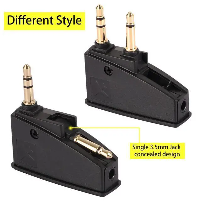 Alt view image 3 of 6 - 2PCS Airplane Headphone Adapter - 3.5mm Jack for Bose 700 QC 2/3 QC45/35 QC35ii QC15/25/20 NC700 SoundLink SoundLinkII AE2/2i/2W & More - Compatible with Most in-Flight Entertainment Systems