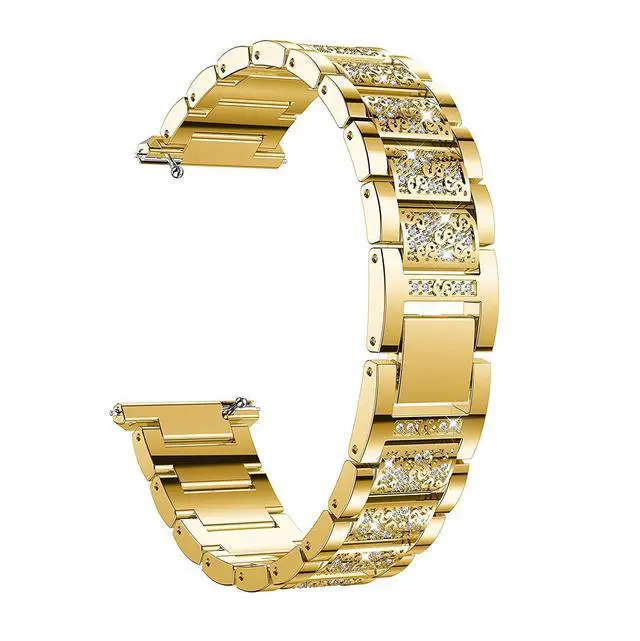 Alt view image 4 of 5 - Jewelry Bling Bands Compatible with Fitbit Versa, Diamond Rhinestone Bracelet Metal Strap Replacement for Women (Gold)