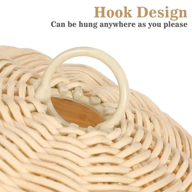 Alt view image 5 of 6 - Natural Rattan Woven Hot Air Balloon Decor 13.38X9.84X2.36In Hanging Nursery Wall Art Kids Room Photo Prop Home Decorative Supply