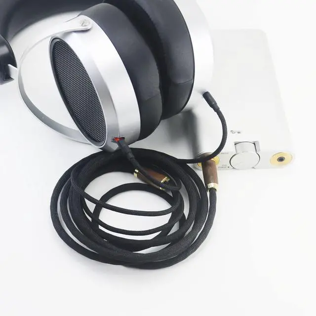 Alt view image 6 of 6 - 4.4mm Balanced Cable 6N OCC Copper Silver Plated Cord Walnut Wood Shell Compatible with Hifiman Sundara, Ananda, Arya, HE400SE, HE4XX, HE-400i Headphone (2 x 3.5mm Version)