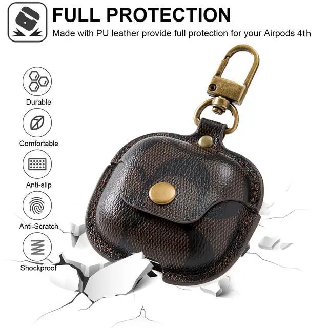 Alt view image 4 of 6 - for AirPods Pro 4 Case 2024, Full-Body Protective Cover for AirPods 4th Generation Case, Compatible with AirPods 4th Wireless Charging Case with Keychain, Coffee