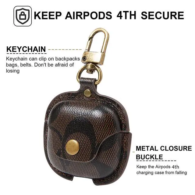 Alt view image 5 of 6 - for AirPods Pro 4 Case 2024, Full-Body Protective Cover for AirPods 4th Generation Case, Compatible with AirPods 4th Wireless Charging Case with Keychain, Coffee