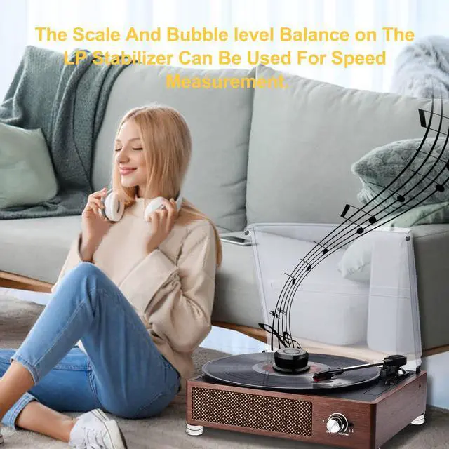 Alt view image 3 of 6 - Monosadio 3 in 1 Record Weight Stabilizer 50Hz Audiophile Turntable Weight 320G Aluminum Turntables for Vinyl Records with High-Precision Bubble Level for Vinyl LP Turntable Record Player Disc(Black)