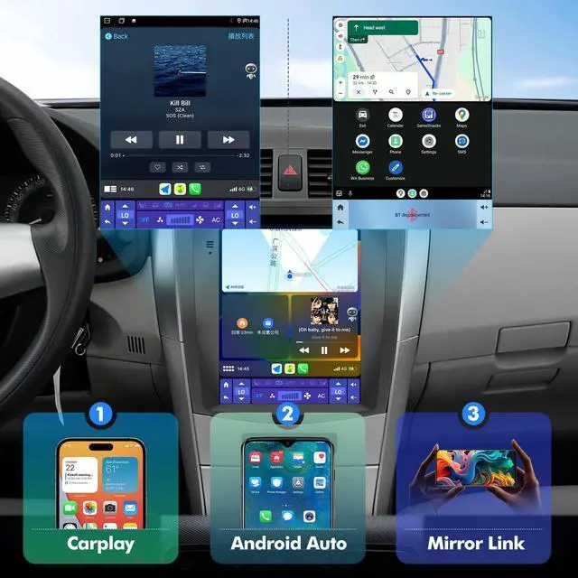 Alt view image 3 of 6 - Android 13 Car Radio for 2+32G Ford Mustang 2010-2014 9.7'' 1280 * 720 Touchscreen Car Stereo with Carplay Android Auto Backup Camera Mirror Link GPS Navigation WiFi 6 Bluetooth 5.4 FM SWC