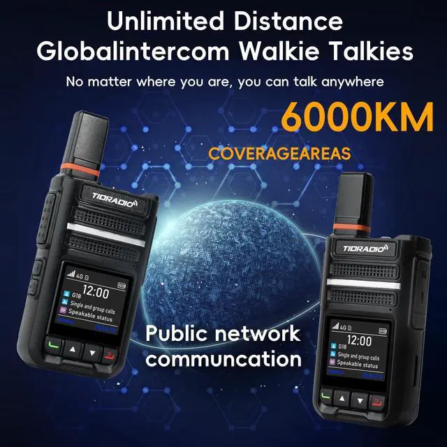 Alt view image 2 of 6 - Global Free TD-G18 Rapid Walkie Talkie Unlimited Range, PoC Radio 4G LTE Long Range Nationwide PTT Long Distance for Family, Logistics, Company with SIM Card -2Pack