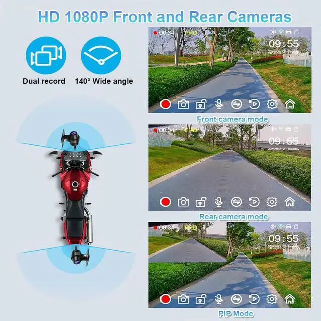 Alt view image 2 of 6 - Motorcycle Carplay Screen, Wireless Carplay and Android Auto, GPS Navigation, Tire Pressure Sensors, WiFi 5 Inch Touchscreen HD 1080P Front and Rear Camera Motorcycle Dash Camera DVR (5inch)