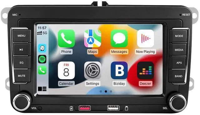 Main image of Car Radio for Volkswagen VW Passat Jetta Golf Touran Beetle, 7 Inch IPS Touch Screen Car Stereo, Wireless CarPlay & Android Auto, Bluetooth 5.0, WiFi, FM/AM, MirrorLink, Steering Wheel Control