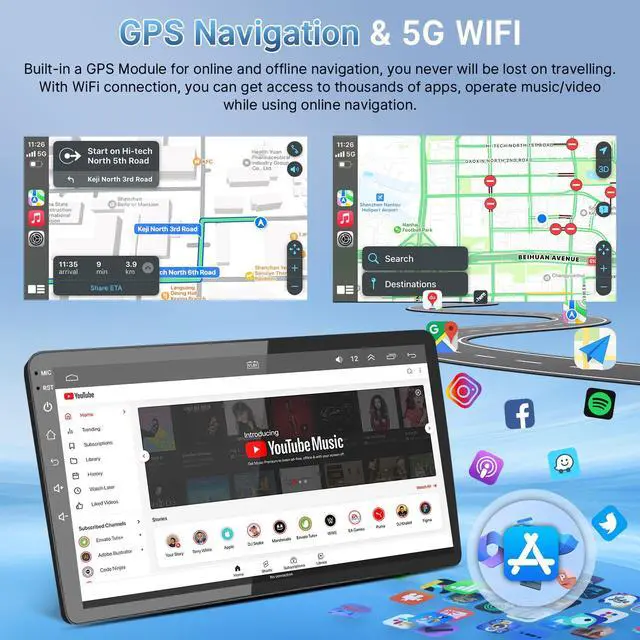 Alt view image 4 of 6 - Car Stereo Radio for Ford Transit 2013 2014 2015 2016 2017 2018 2019 Upgrade, Support Wireless Carplay/Android Auto/Bluetooth/GPS/Backup Camera/SWC (Model A, 2+32G)