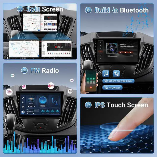 Alt view image 6 of 6 - Car Stereo Radio for Ford Transit 2013 2014 2015 2016 2017 2018 2019 Upgrade, Support Wireless Carplay/Android Auto/Bluetooth/GPS/Backup Camera/SWC (Model A, 2+32G)