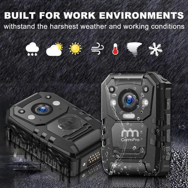 Alt view image 3 of 6 - 1296P HD Police Body Camera,32G Memory,CammPro I826 Premium Portable Body Camera,Waterproof Body-Worn Camera with 2 Inch Display,Night Vision,GPS for Law Enforcement Recorder,Security Guards,Personal