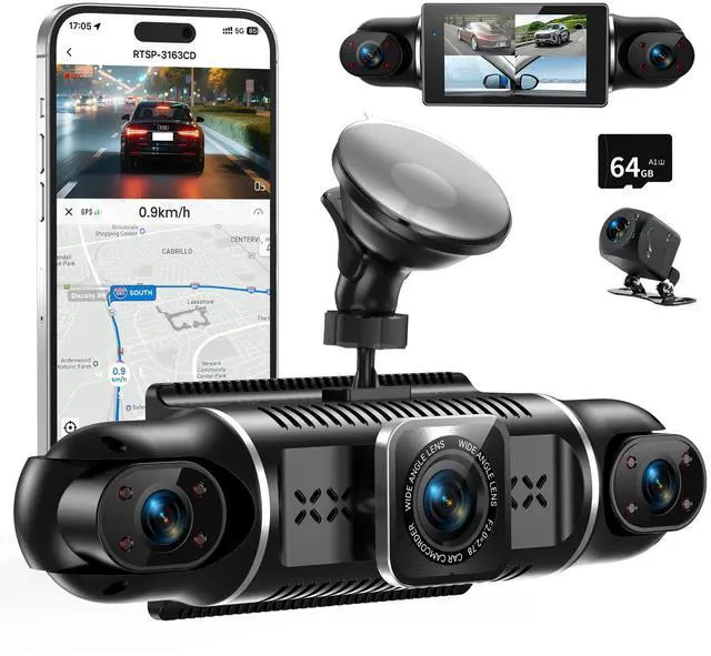 Main image of Dash Cam 4 Channel 360° Coverage - Front 4K + Triple 1080P HD Car Camera Built-in WiFi Car Camera with App, G-Sensor/Night Vision/Parking Mode/Loop Recording Free 64GB SD Card