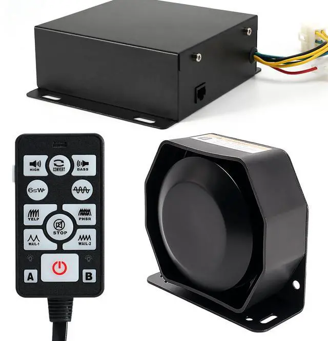 Main image of 200W 12V 37 Tone Emergency Siren PA System, Slim Speaker Horn with Handheld Remote Control and Microphone for Emergency Vehicles, Construction Vehicles, Pickup Trucks