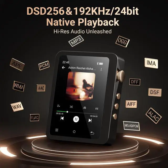 Alt view image 3 of 6 - M33 128GB Bluetooth 5.3 HiFi DSD MP3 Player 2.8" ES9018K2M Black | Zinc Alloy Body, ES9018K2M DAC, Lossless DSD, 1TB Expandable, 2000mAh Battery 50H Playback, Dual Headphone Jacks