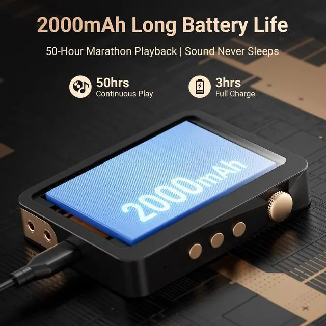 Alt view image 6 of 6 - M33 128GB Bluetooth 5.3 HiFi DSD MP3 Player 2.8" ES9018K2M Black | Zinc Alloy Body, ES9018K2M DAC, Lossless DSD, 1TB Expandable, 2000mAh Battery 50H Playback, Dual Headphone Jacks
