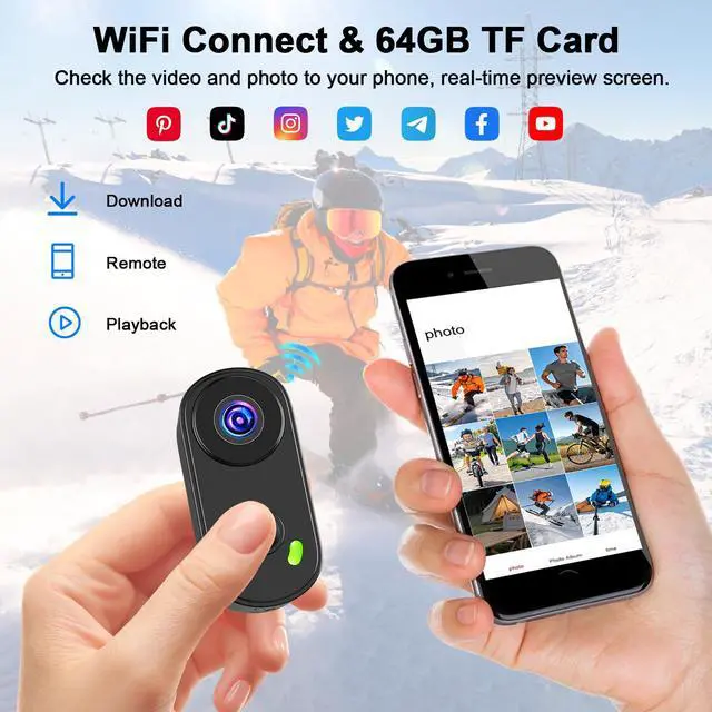 Alt view image 5 of 6 - Mini Body Action Camera with Charging Case, FHD 2K, 64GB Thumb Size Small POV Camera with WiFi, 360min Runtime, Tiny Wearable Magnetic Camcorder for Work Vlogging Travel Pet Cycling