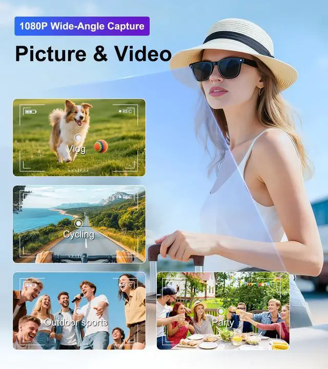 Alt view image 2 of 6 - Smart Glasses with Camera and Bluetooth - AI Glasses for Men Anti-Shake Real-Time Translation Object Recognition ChatGPT Assistant Long Battery Life for Meetings Video Recording Vlogs (Universal Size)